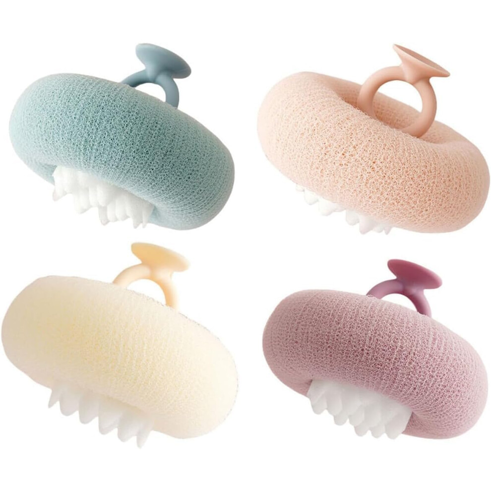 2in1 Sunflower Bath Sponge with Suction Cup, Soft Shower Loofah for Deep Cleaning and Massage
