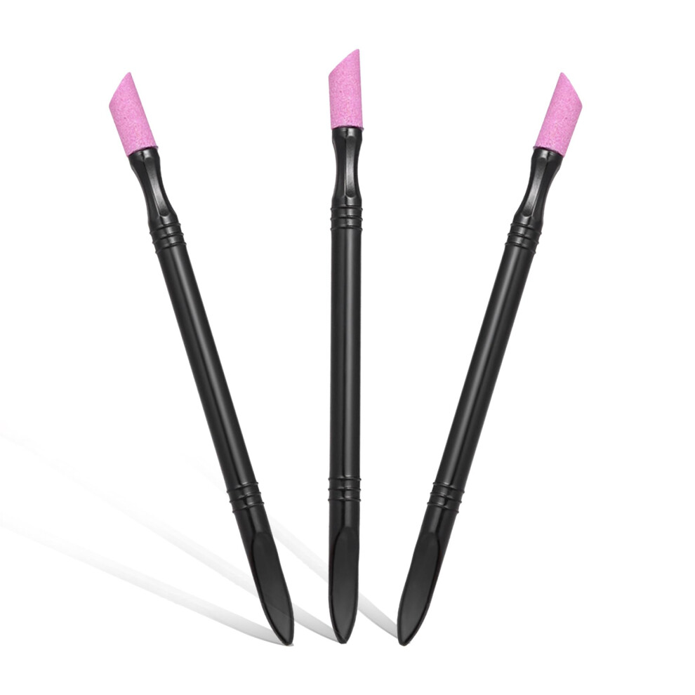 3 Pcs Double End Quartz Cuticle Pusher with 45 Precision Tip Nail Art Pen for Professional Care
