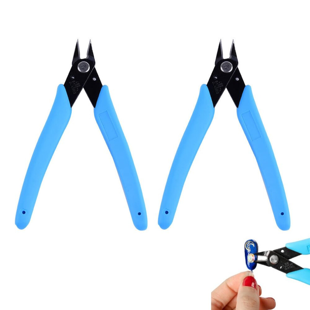 2 Pack Stainless Steel Nail Art Scissors and Cutter with Sharp Precision Blades for Rhinestones