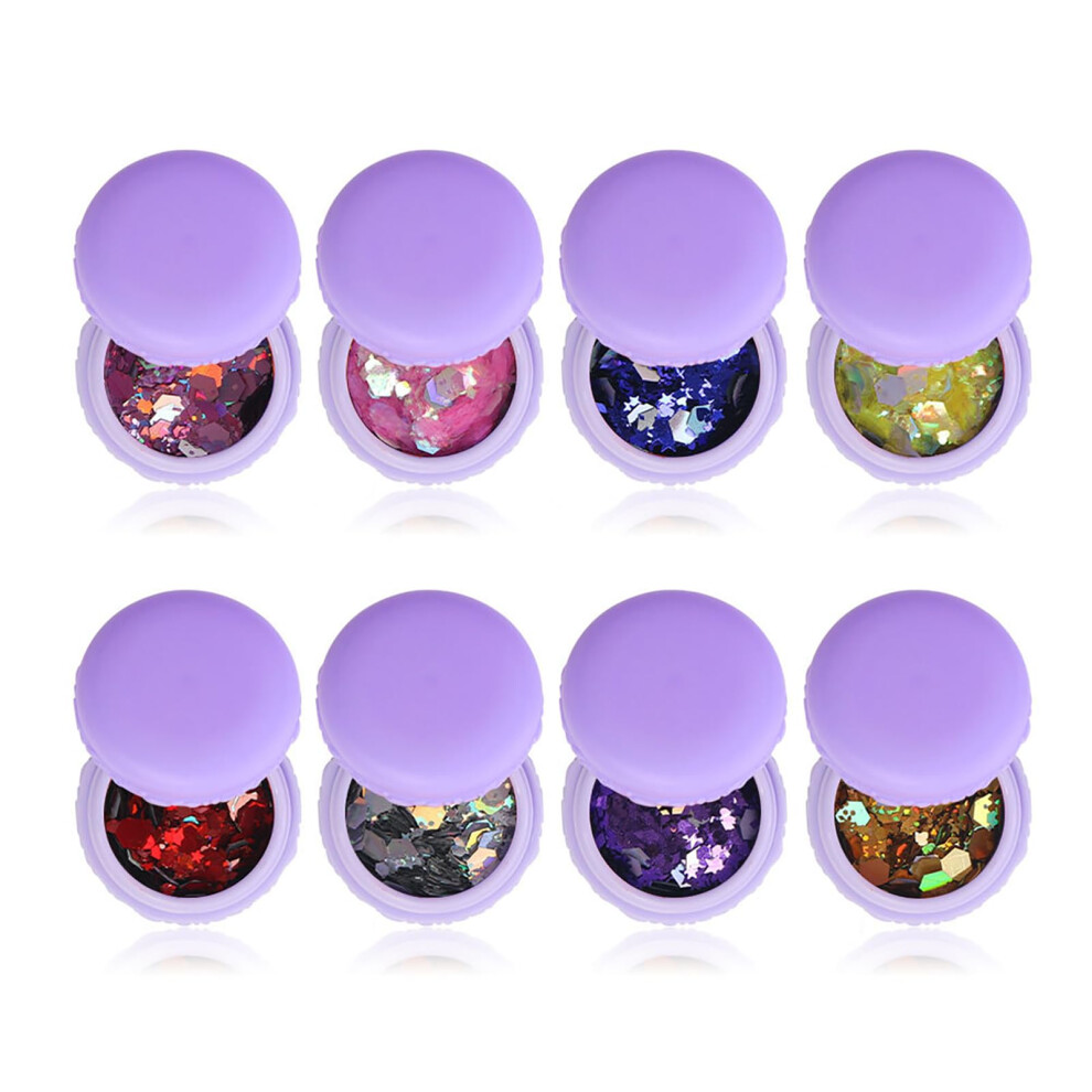 Holographic Chunky Glitter 8 PCS Mermaid Iridescent Sequins for Face Body Hair Nails Festival