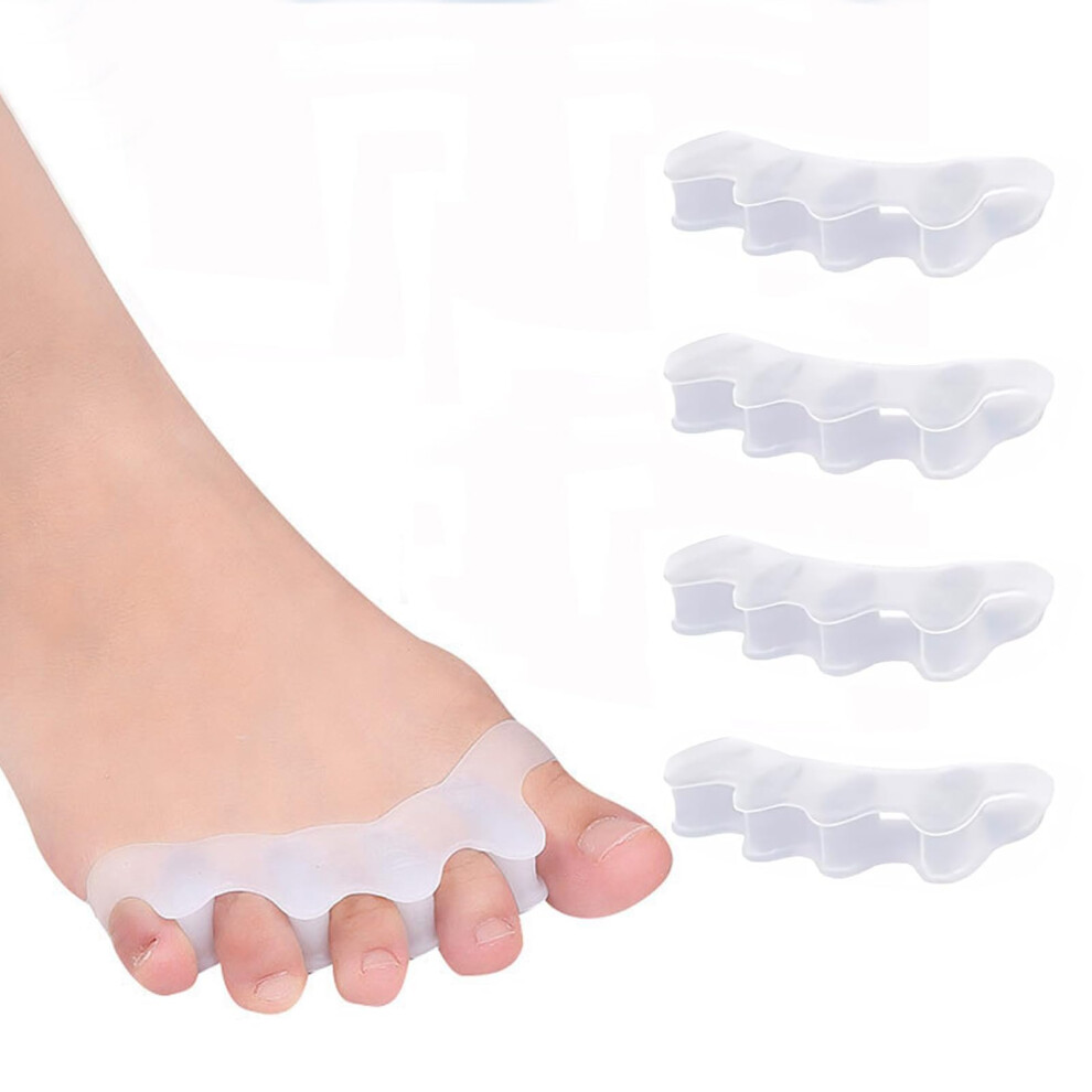 White 2 Pairs Silicone Toe Separators And Spacers For Pain Relief, Yoga, Running, Bunion Alignment Â