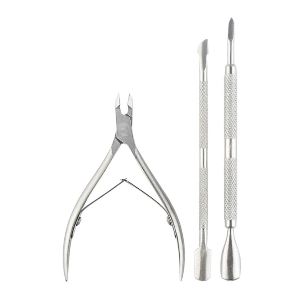 3Piece Stainless Steel Manicure Pedicure Set with Nail Clipper Pusher Nipper for Travel