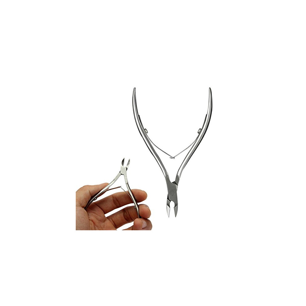 Stainless Steel Cuticle Nipper with Precise Curved Cutter and Ergonomic Grip for Pedicure