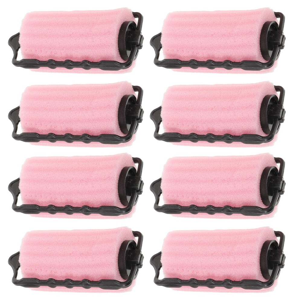 Pink 8Pcs Foam Hair Curlers No Heat Soft Rollers For Overnight Voluminous Waves And Curls