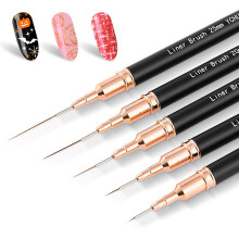 Professional 5PCS Nail Art Brush Set with Metal Handle for Fine Detail and Long Line Painting