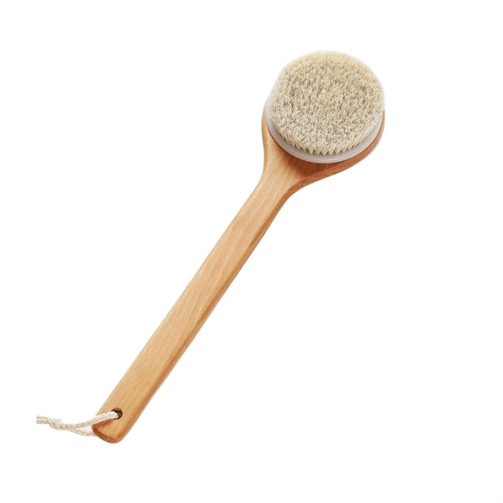 Long Handle Bath Brush with Natural Horsehair for Gentle Exfoliation and Back Cleaning