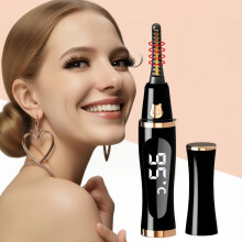 Heated Eyelash Curler with LED Display, Fast 5s HeatUp, USB Rechargeable, 3 Temp Modes, Black