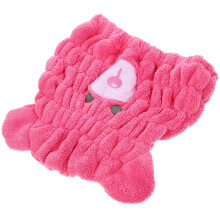 Kids Hair Drying Towel Wrap Soft Fleece Fast Dry Cap with Cute Bear Pattern for Children