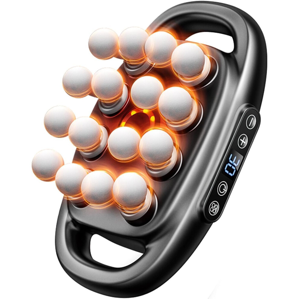 Massage Gun with 16 Heads and Heat Therapy, Deep Tissue Percussion Muscle Massager, Wireless Handheld
