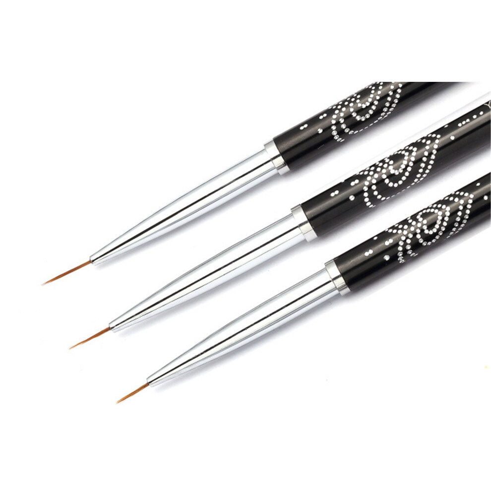 Kolinsky Nail Art Brush Set 3pcs Precision Detail Long Liner for Gel and Acrylic Painting