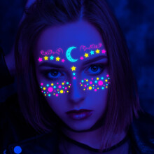 Neon Face Stickers Waterproof UV Glow Butterfly Festival Face Tattoos for Party and Rave