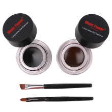 Dual Color Waterproof Gel Eyeliner Black and Brown Long Lasting Smudge Proof with 2 Brushes
