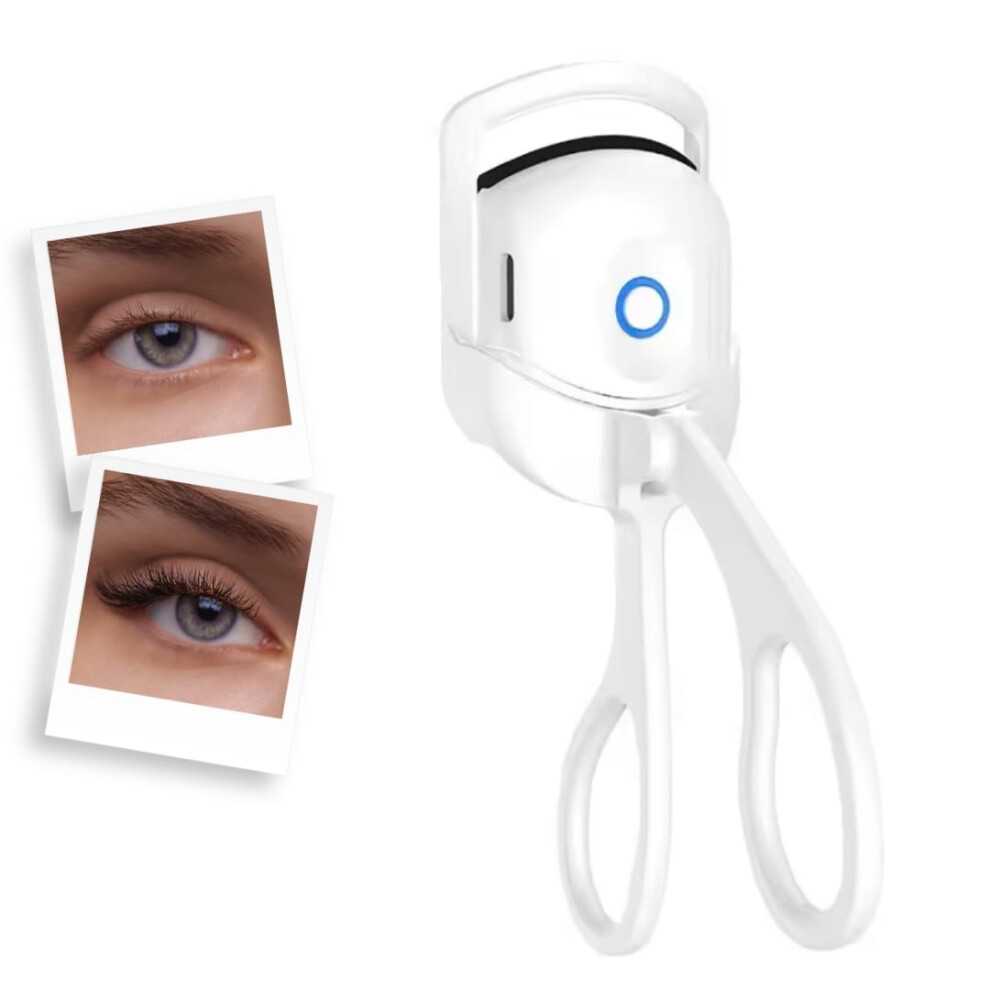 White Heated Eyelash Curler With Instant Heat And Longlasting Lash Lift, Typec Rechargeable,