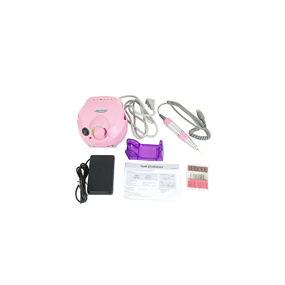 Pink Electric Nail Drill 30000 Rpm Low Noise Professional Manicure Pedicure Kit With Bits