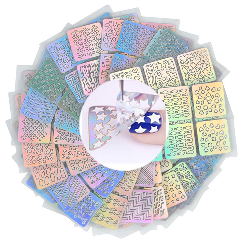 24 Sheets Reusable Nail Art Stencils Vinyl Stickers for DIY Fast and Consistent Designs