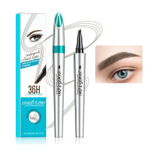 Waterproof Eyebrow Pencil with 4 Fork Tip, LongLasting SmudgeProof Microblading Brow Pen Dark Brown