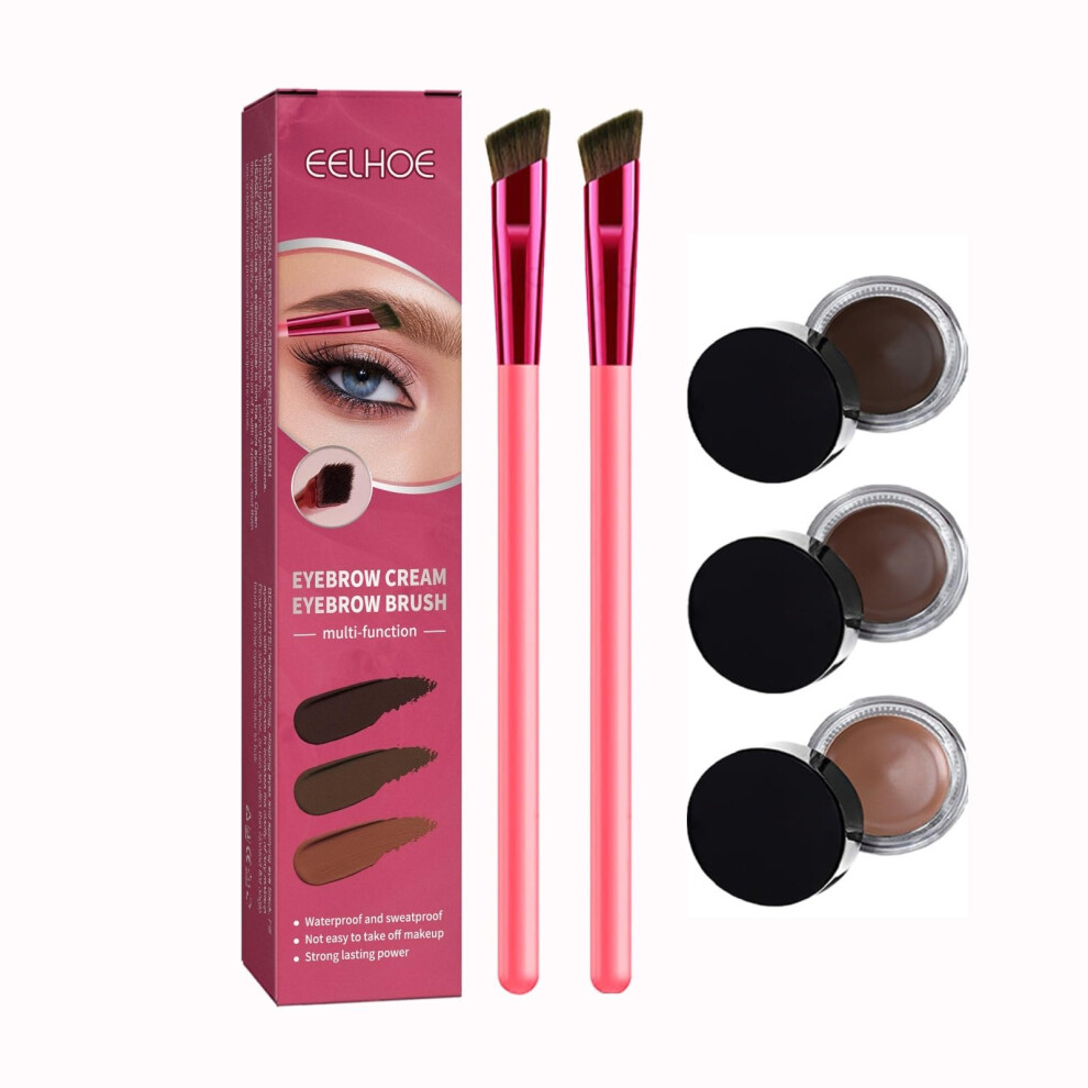 Brown Eyebrow Brush And Pencil Waterproof 4D Hair Stroke Brow Kit For Women Light Dark Taupe