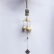 Metal Wind Chimes Golden Copper Alloy Door Decor Peace Symbol 50cm