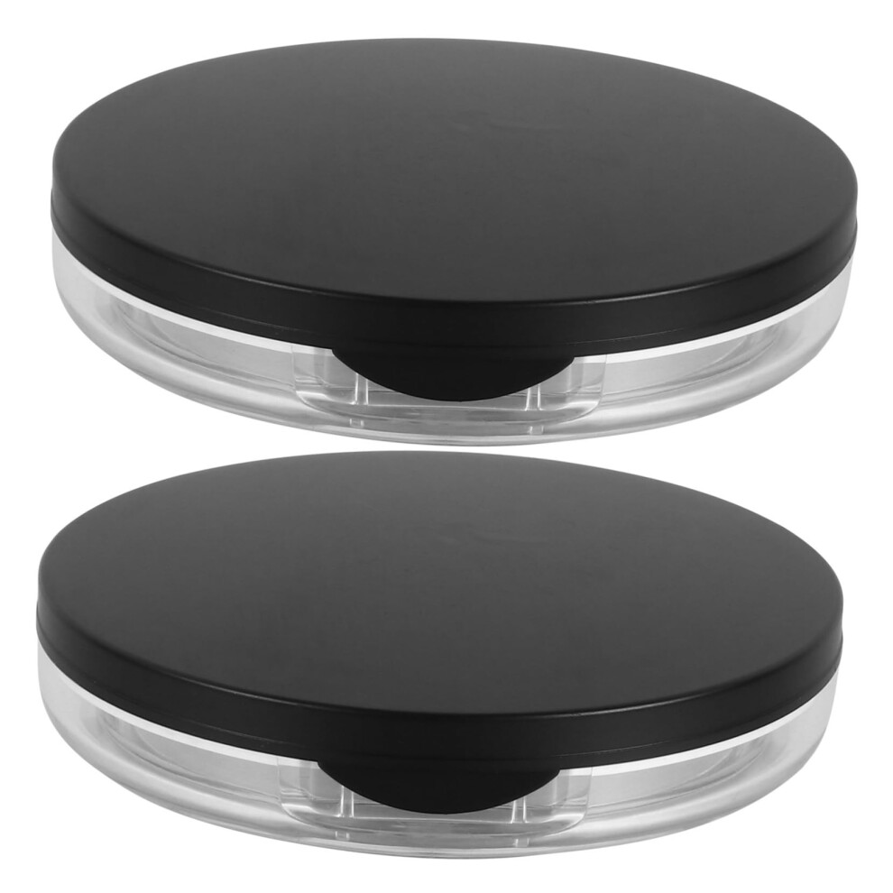 Black Loose Powder Container With Puff, Compact Travel Makeup Case For Hygienic And Even Application,