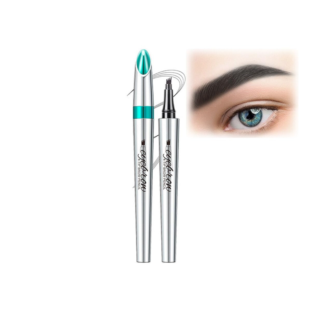 Black Waterproof Microblading Eyebrow Pen 4Tip Precision Brow Pencil Long Lasting Smudge Proof 2Pcs