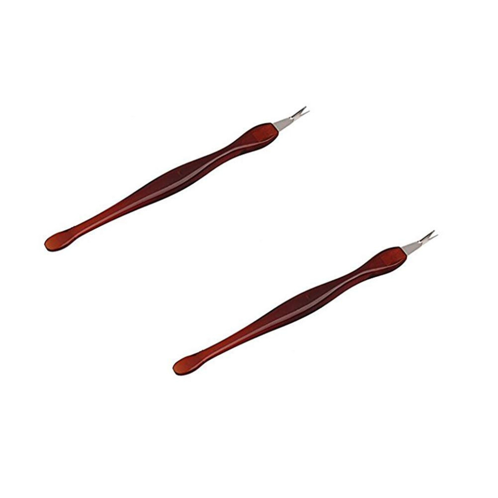 Professional Cuticle Trimmer Pedicure Tool with Ergonomic Grip Dual End Pusher and Fork Set of 2