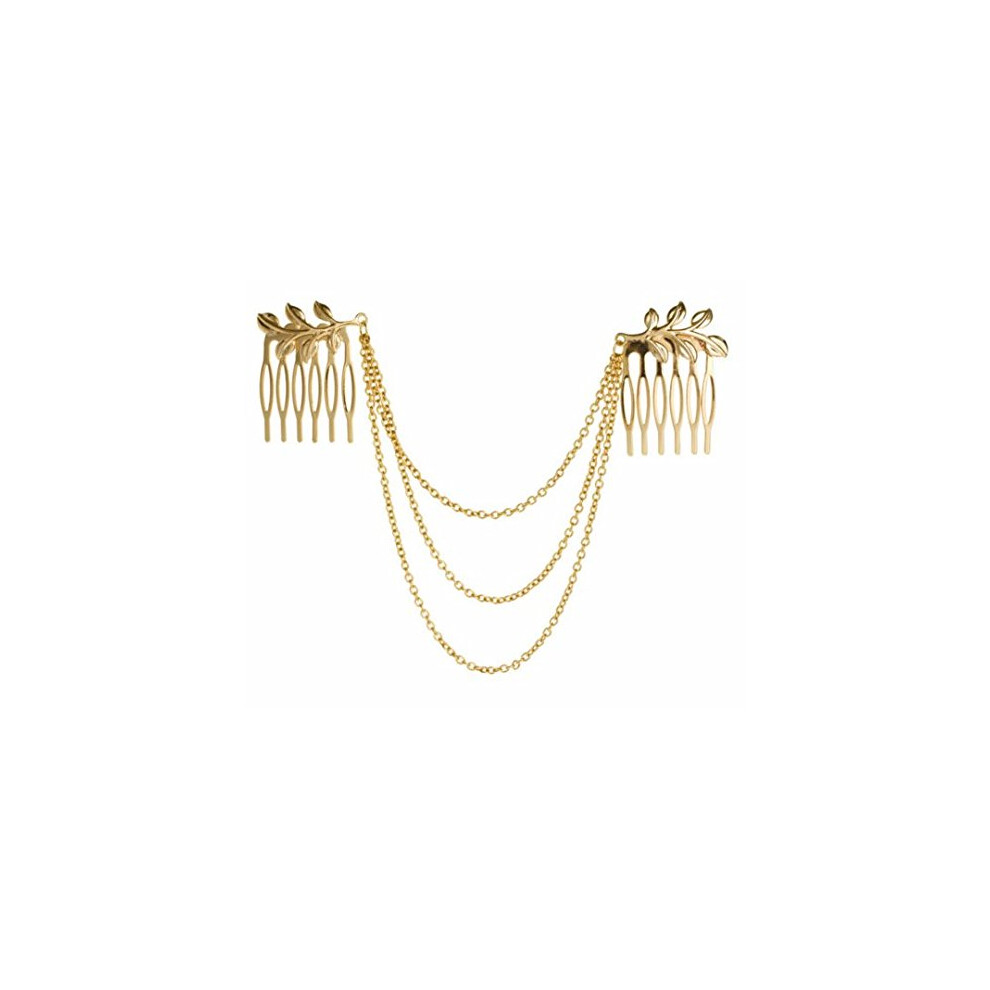 Greek Goddess Hair Comb with Gold Laurel Leaves for Toga Party and Halloween Costume