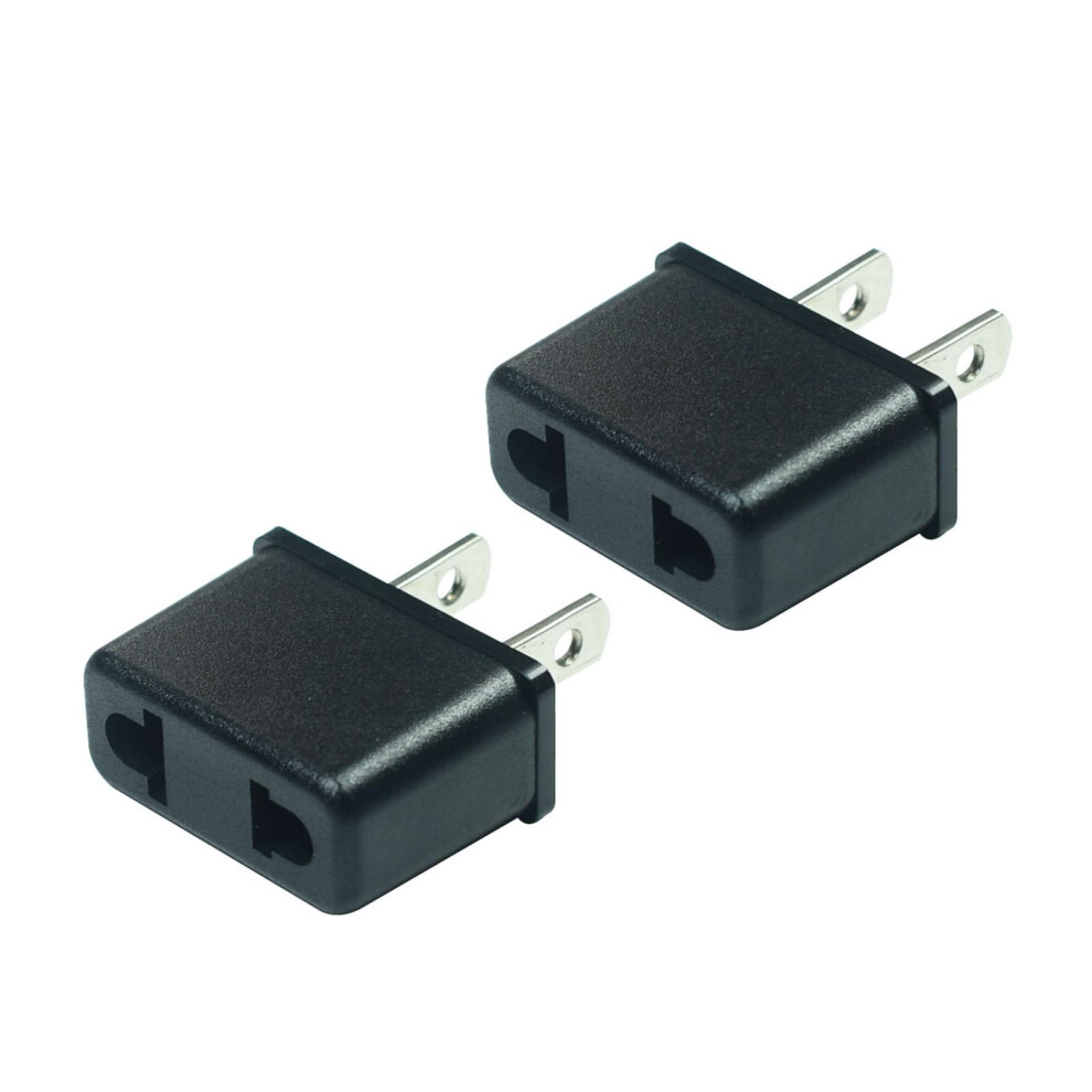 2 Pcs Travel Plug Adapter, European To American Converter For Usa Canada, Compact Durable Black 9092120555134