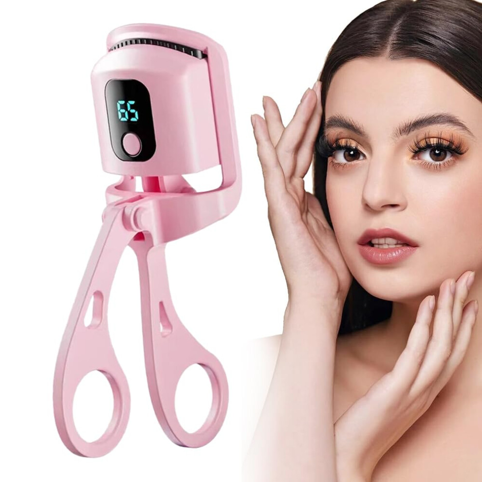 Pink Heated Eyelash Curler Electric Lash Curling Tool Usb Rechargeable Quick 30S Heatup Dual Modes