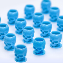 400pcs Skull Tattoo Ink Caps with Base, Blue Durable Plastic Ink Cups for Tattooing and Permanent Makeup