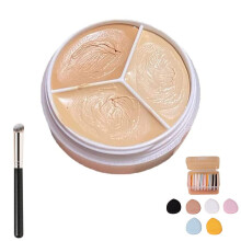 Tricolor Concealer 3in1 Full Coverage Waterproof Palette with Brush and 10 Puffs