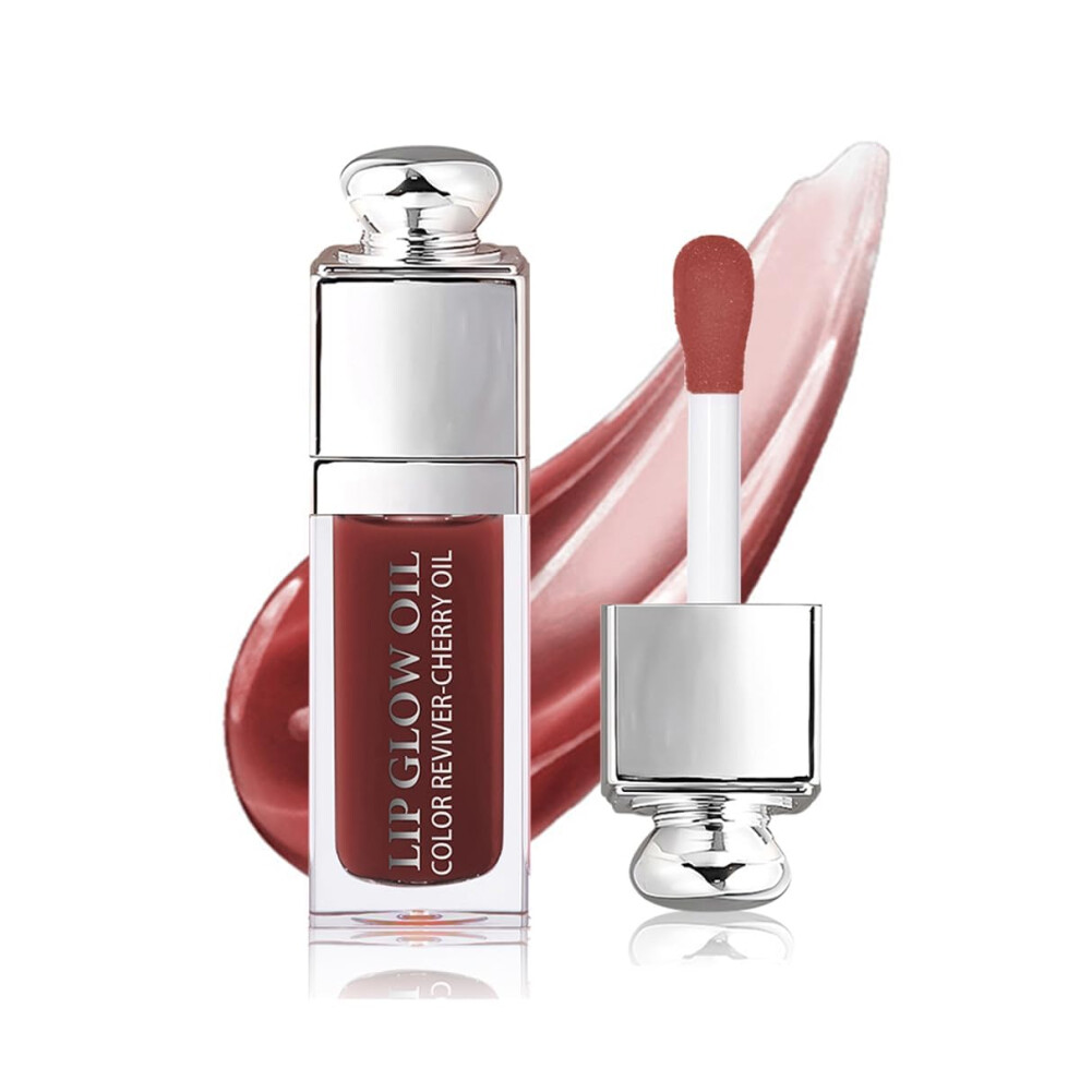 Brown Lip Glow Oil Hydrating Nonsticky Gloss With Natural Tint Deeply Nourishing 0.2 Oz