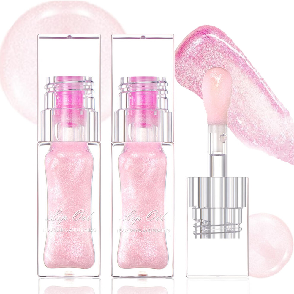 2Pcs Magic Color Changing Lip Oil and Hydrating Lip Gloss, LongLasting Moisturizing NonSticky Finish