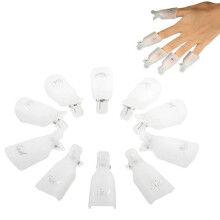 10Pcs Nail Polish Remover Clips for Gel Soak Off Acrylic Nails with Secure Acetone Hold – White