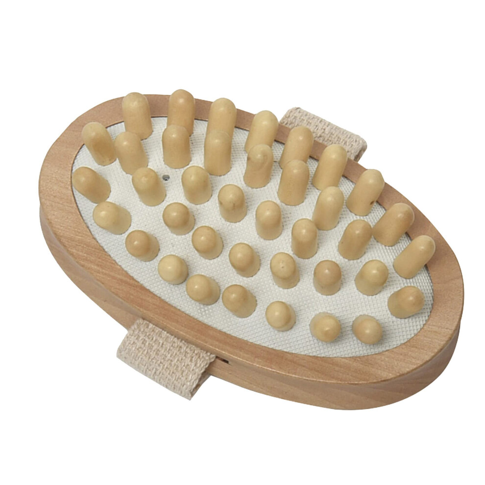 Oval Wooden Body Massage Brush with Ergonomic Grip for Dry and Wet Brushing