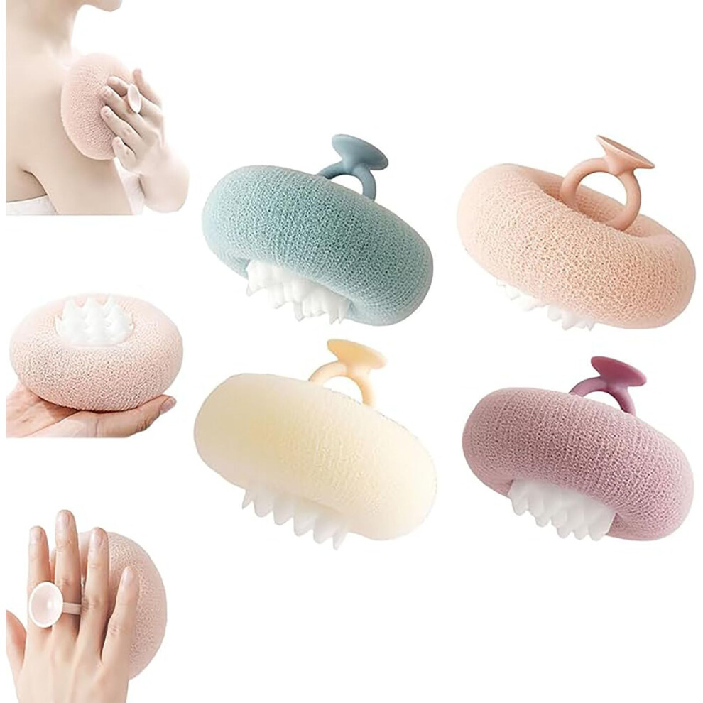 Bath Sponge Sunflower Suction Cup Loofah, Soft Foaming Body Scrubber Exfoliating 4PCS Mix