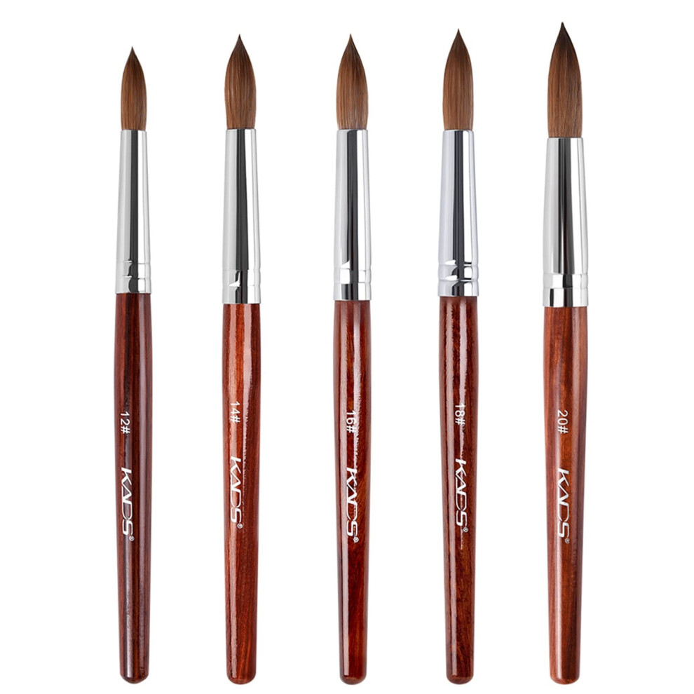 Kolinsky Sable Nail Brush Set for Acrylic Nails with Rosewood Handle, Precision Tip, 5 Sizes