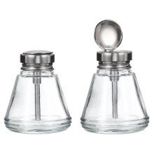 150ml Glass Alcohol Dispenser Bottle 2 Pcs Stainless Steel Flip Pump for Nail Polish Remover