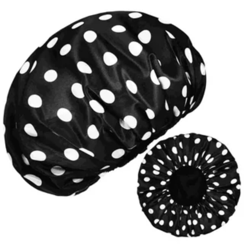 Waterproof Shower Cap for Women Double Layer Reusable Frizz Prevention Fit for Long Curly Hair