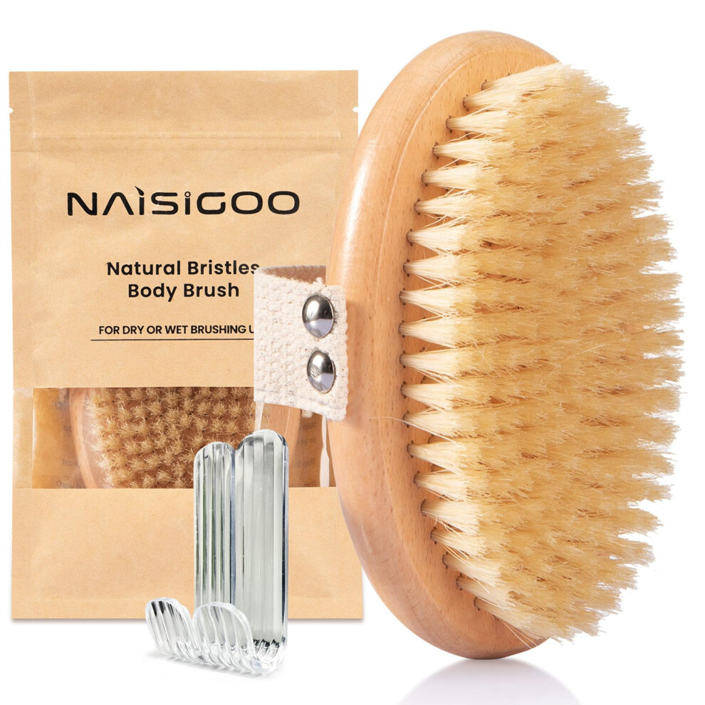 Dry Brushing Body Brush with Natural Bristles for Lymphatic Drainage, Cellulite and Skin Exfoliation