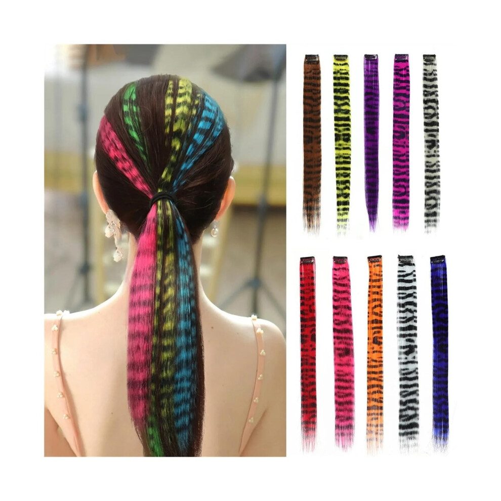 Feather Hair Extensions 18 Inch Vibrant Mixed Colors Synthetic Ponytail Hairpiece for Women