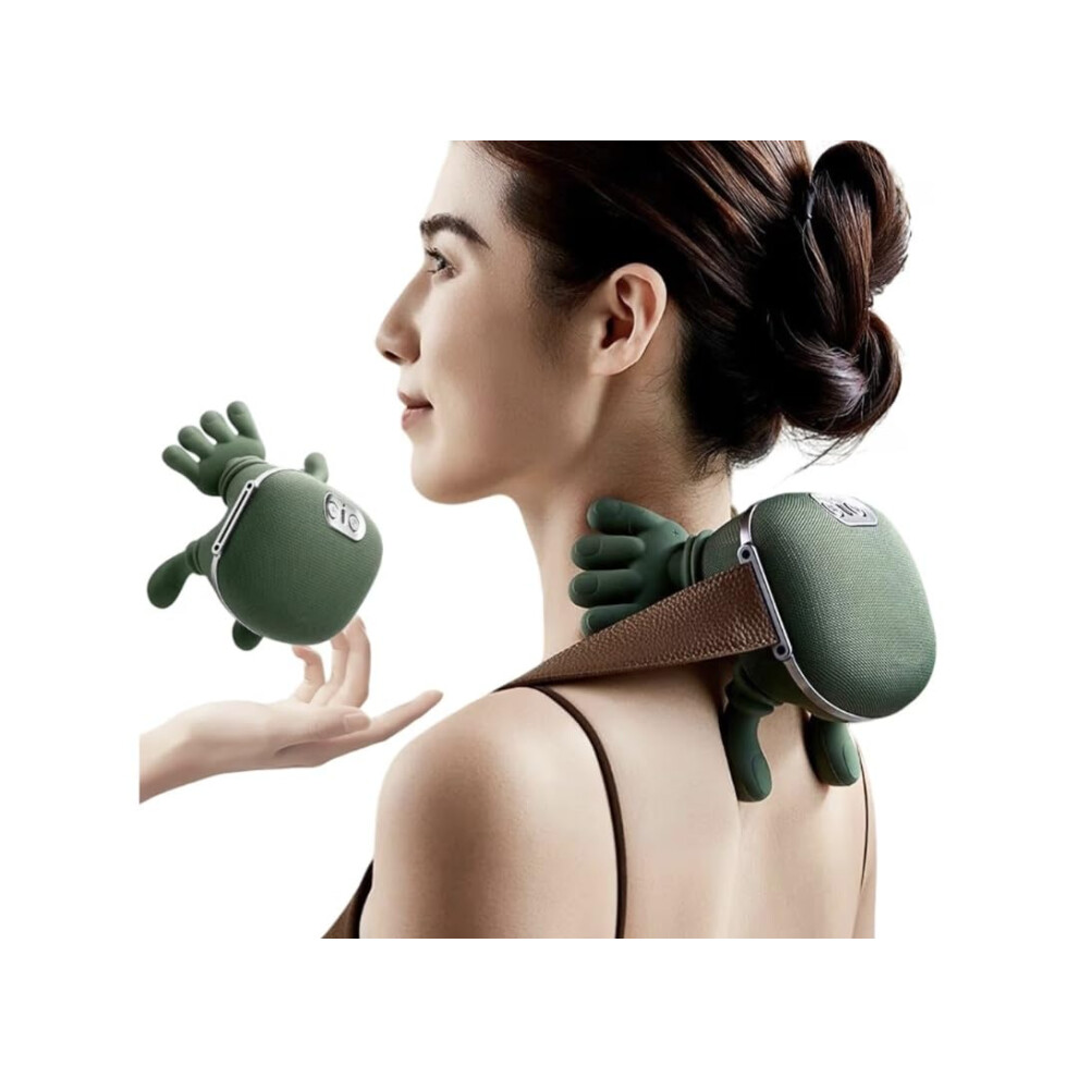 Green Shiatsu Neck And Back Massager With Heat, 4D Kneading Deep Tissue, Cordless Rechargeable