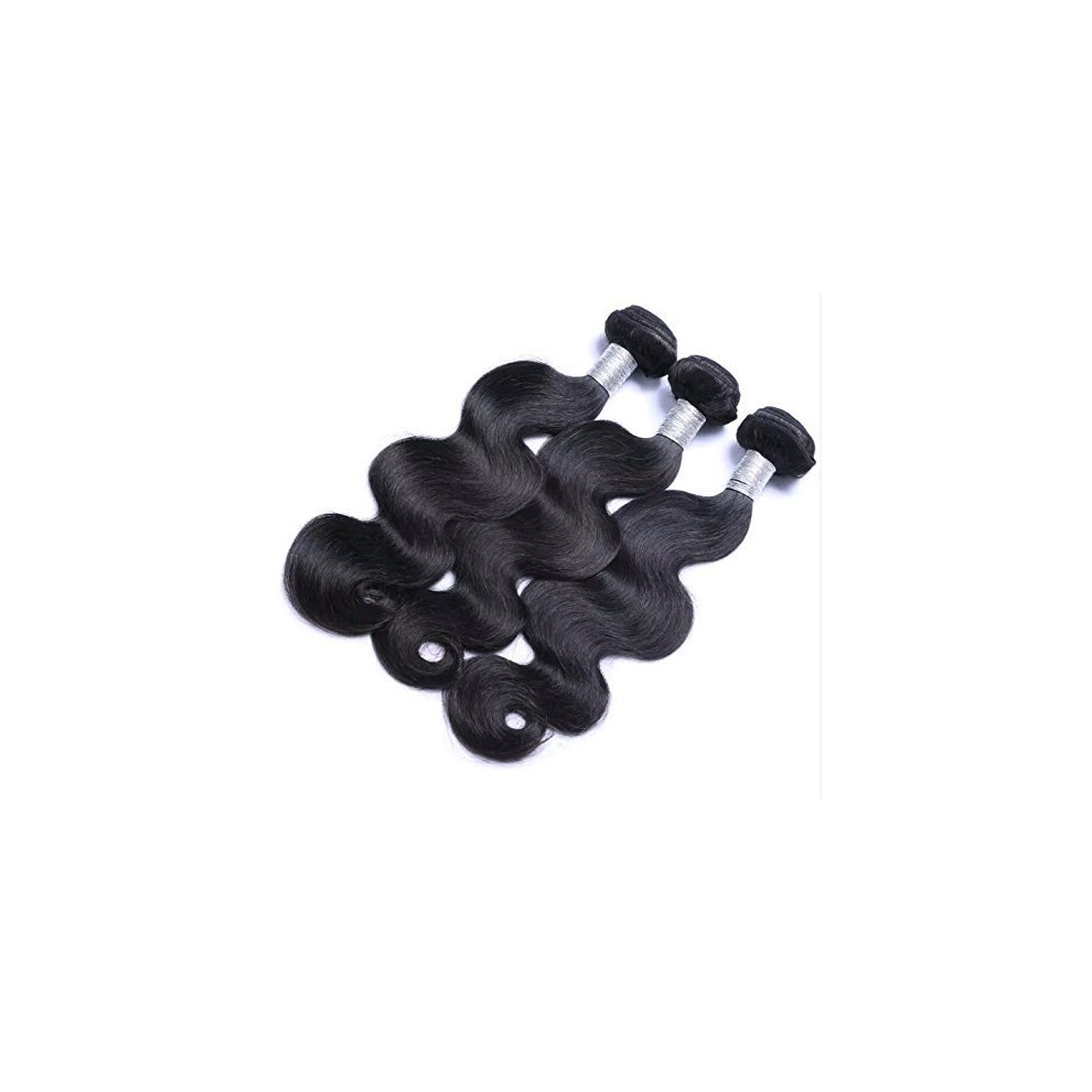 Brazilian Virgin Remy Human Hair Extensions 20 Inch Body Wave Natural Black Tangle