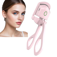 Heated Eyelash Curler with Silicone Pad, Rapid Heating Rechargeable Electric Curler for LongLasting Curl Hold (White)