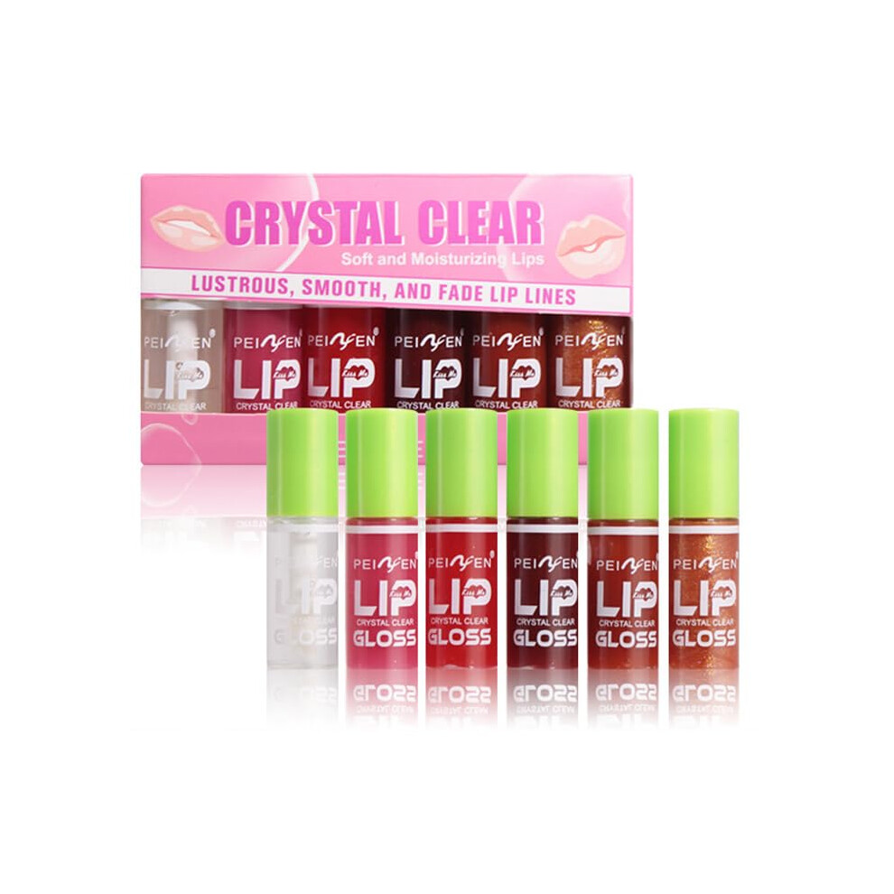 6 Colors Hydrating Lip Oil and Vegan Lip Gloss, Plumping Deep Hydration, Smooth Shine