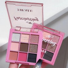 Pink Eyeshadow Palette 9 Colors Waterproof LongLasting Cruelty Vegan Travel Size