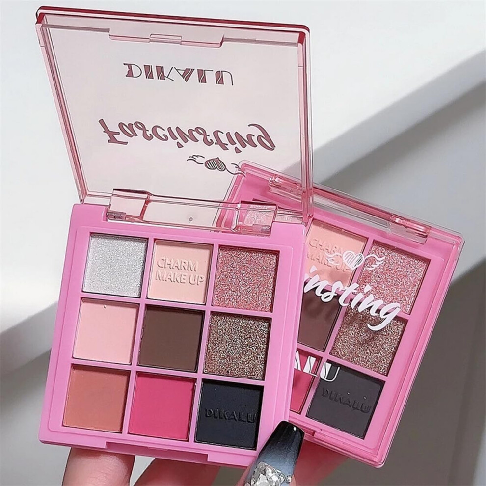 Pink Eyeshadow Palette 9 Colors Waterproof LongLasting Cruelty Vegan Travel Size