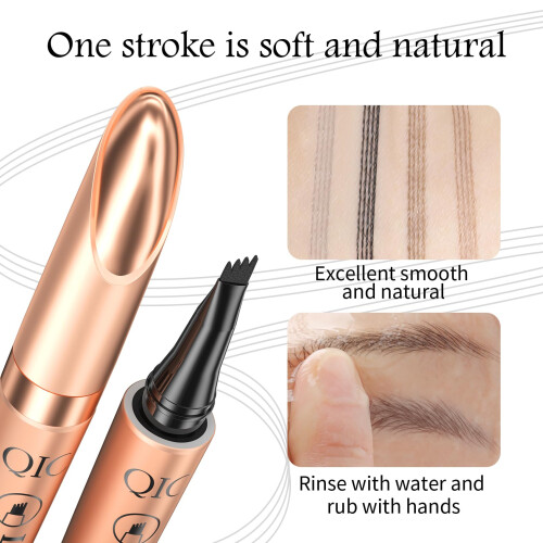 Waterproof Microblading Eyebrow Pencil 4Tip LongLasting SmudgeProof Brow Pen Light Brown 2