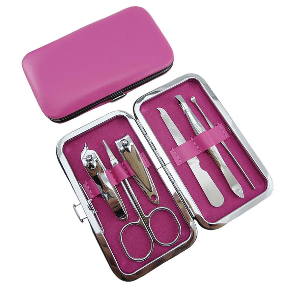 Stainless Steel Manicure Pedicure Set with Precision Nail Clippers and Scissors, 7Piece Rose Finish