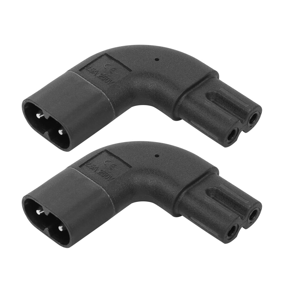 Right Angle Power Adapter Iec 320 C7 To C8 Figure 8 Converter 90 Degree 250V 2.5A 2Pack 9113335837522
