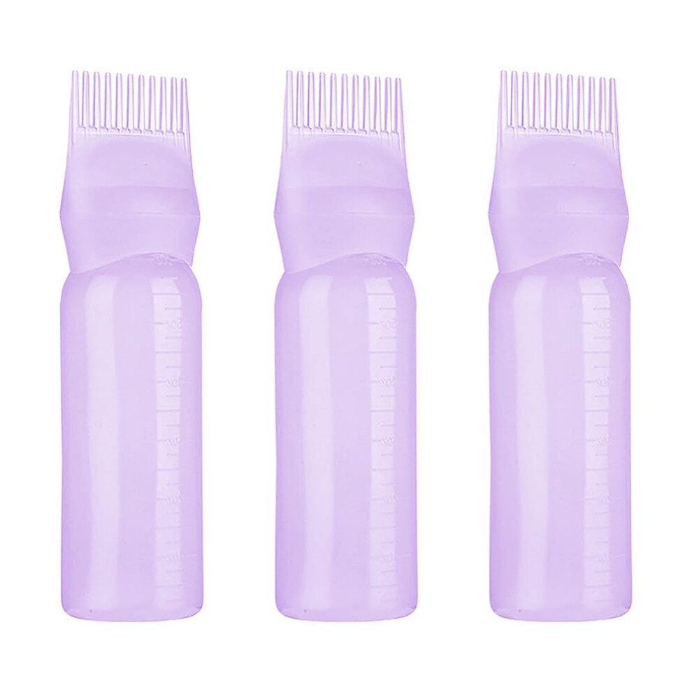 Hair Dye Applicator Bottle Set, 3 Pcs 160ml Root Comb with Graduated Scale, Purple